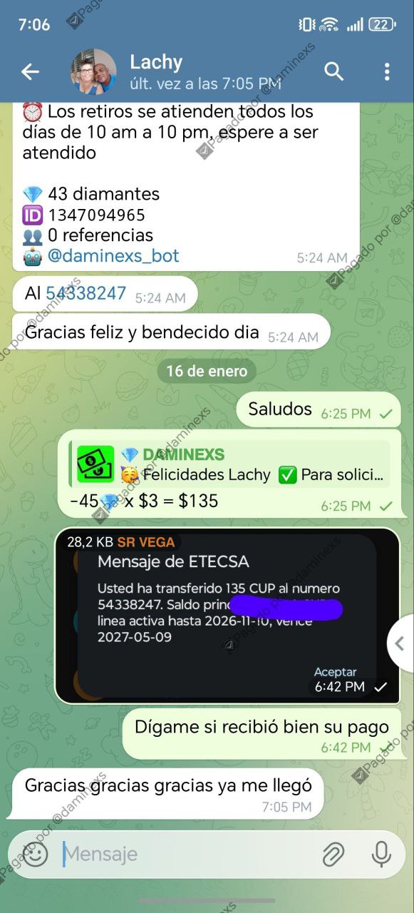 Pago confirmado a Lachy